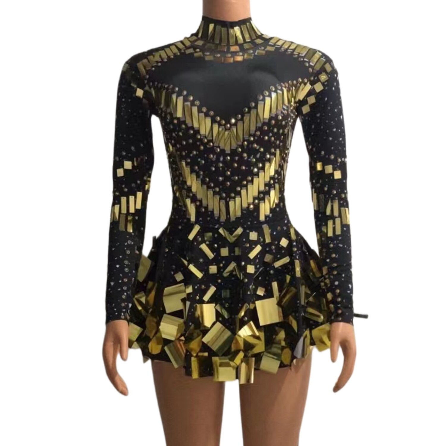 Creative Lenses Party Dresses Nude Women's Long Sleeve Stretch Mini Dresses
