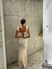 Floral Pattern Contrast Lace Mermaid Skirt, Vintage Slim High Waist Maxi Skirt For Spring & Summer