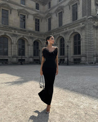 Women's Feather Elegant Strapless Long Party Dresses