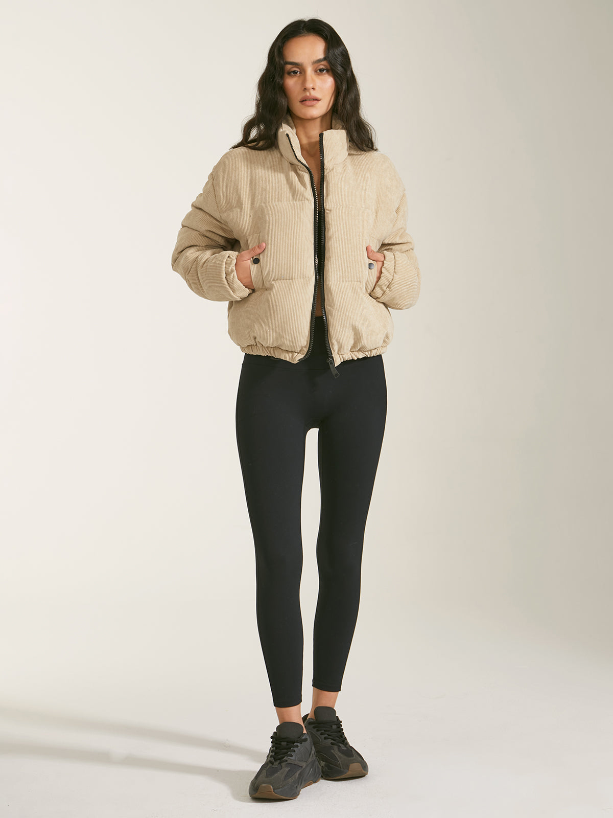 Cropped Funnel Neck Puffer Jacket