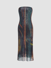 Flaming Passions – Midi-Schlauchkleid aus Netzstoff