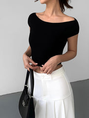 Basic Cap Sleeve Crop Shirt