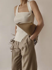 Asymmetrical Halter Rib Vest