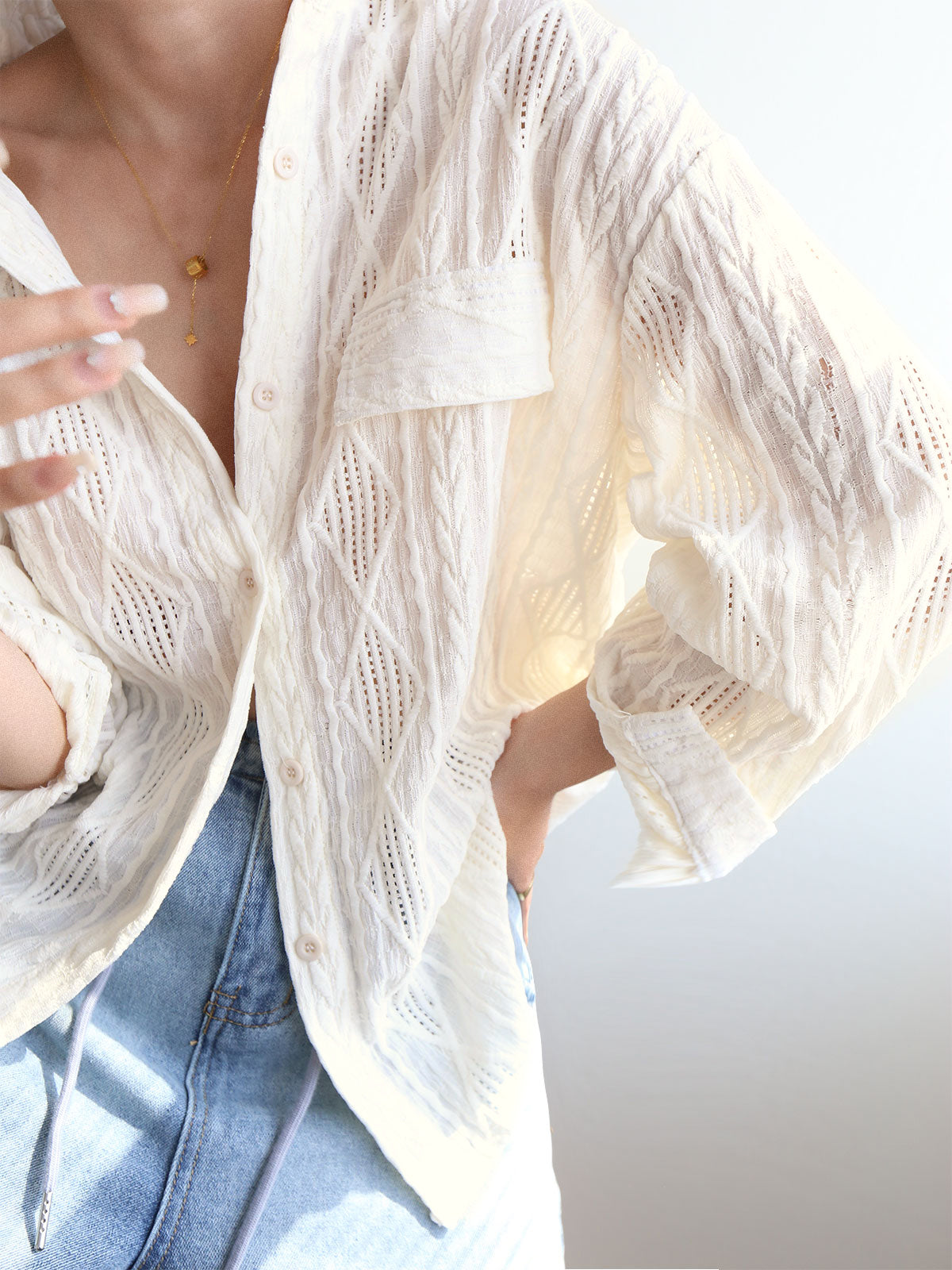 Oversized Cable Knit Shirt