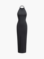 Open Back Halter Bodycon Long Dress