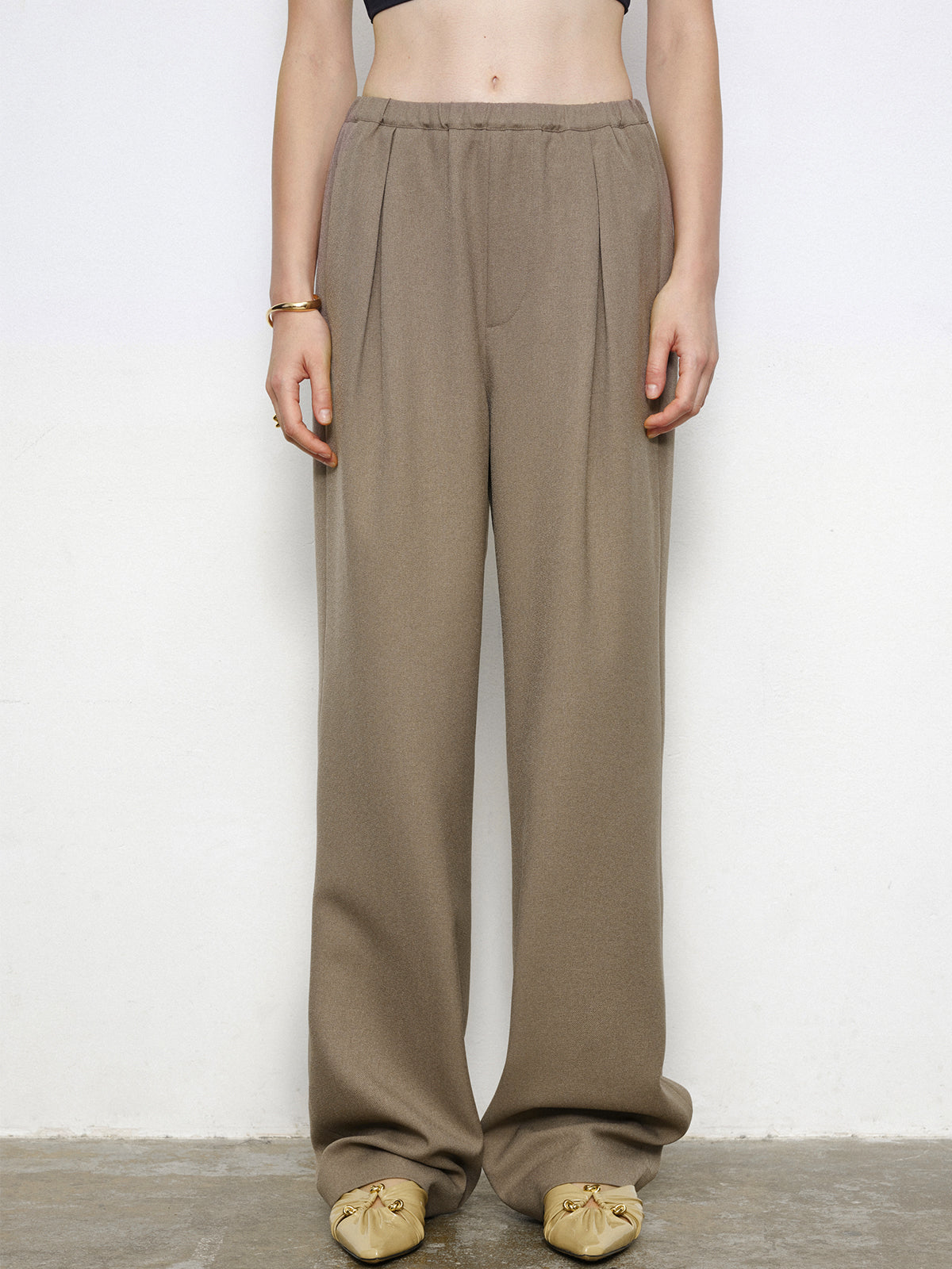 City Stroll Elastic Waistband Wide Leg Pants