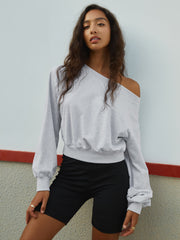 Asymmetric Off Shoulder Sweatshirt