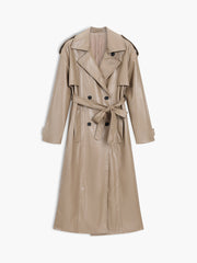 Old Stories Told Faux Leather Trench Coat