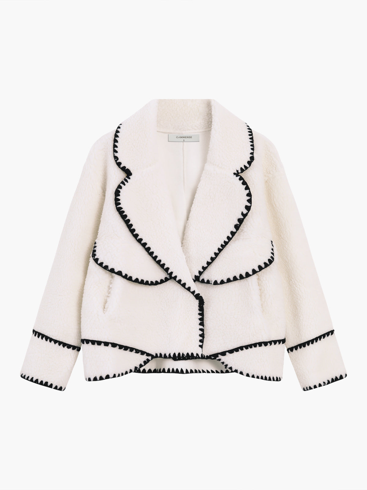 Embroidered Trim Fleece Kimono Jacket