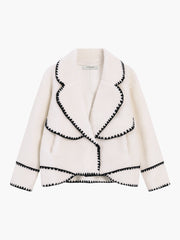 Embroidered Trim Fleece Kimono Jacket