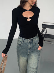 Double Keyholes Long Sleeve Top