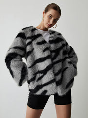 Tiger Print Fleece Fuzzy Coat