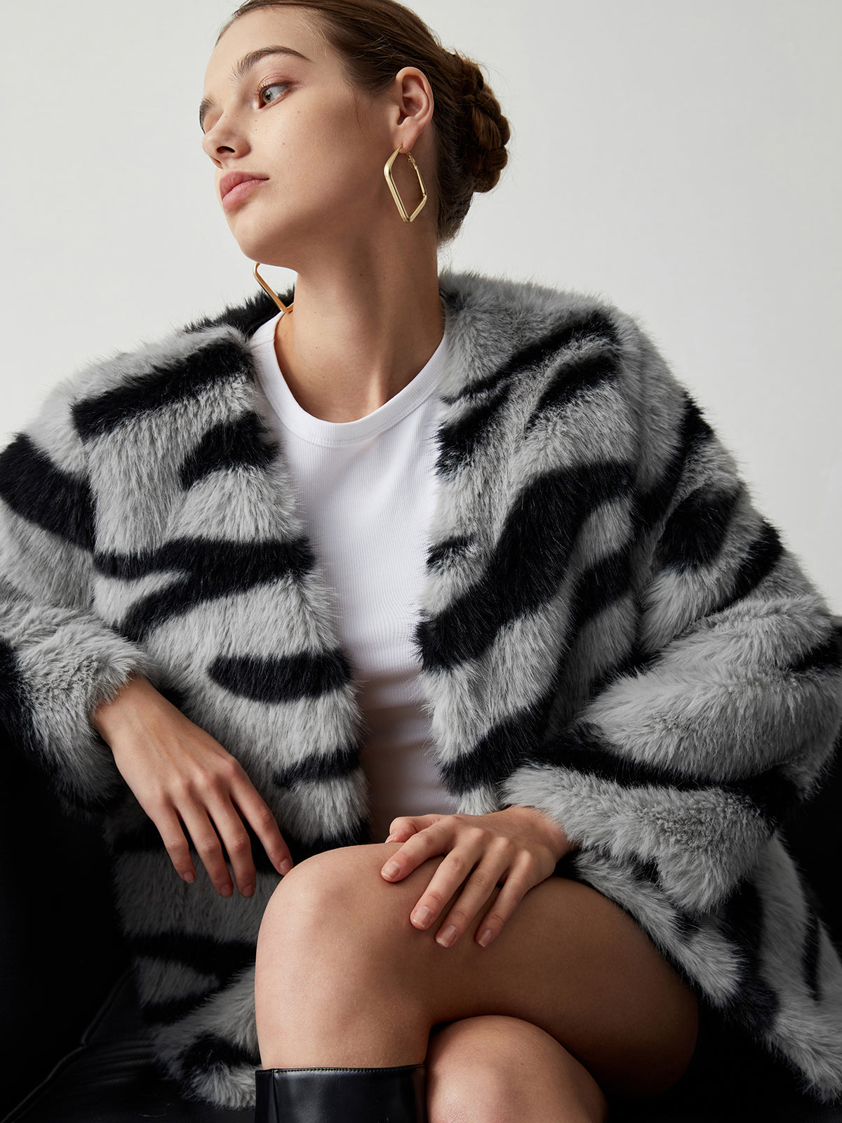 Tiger Print Fleece Fuzzy Coat