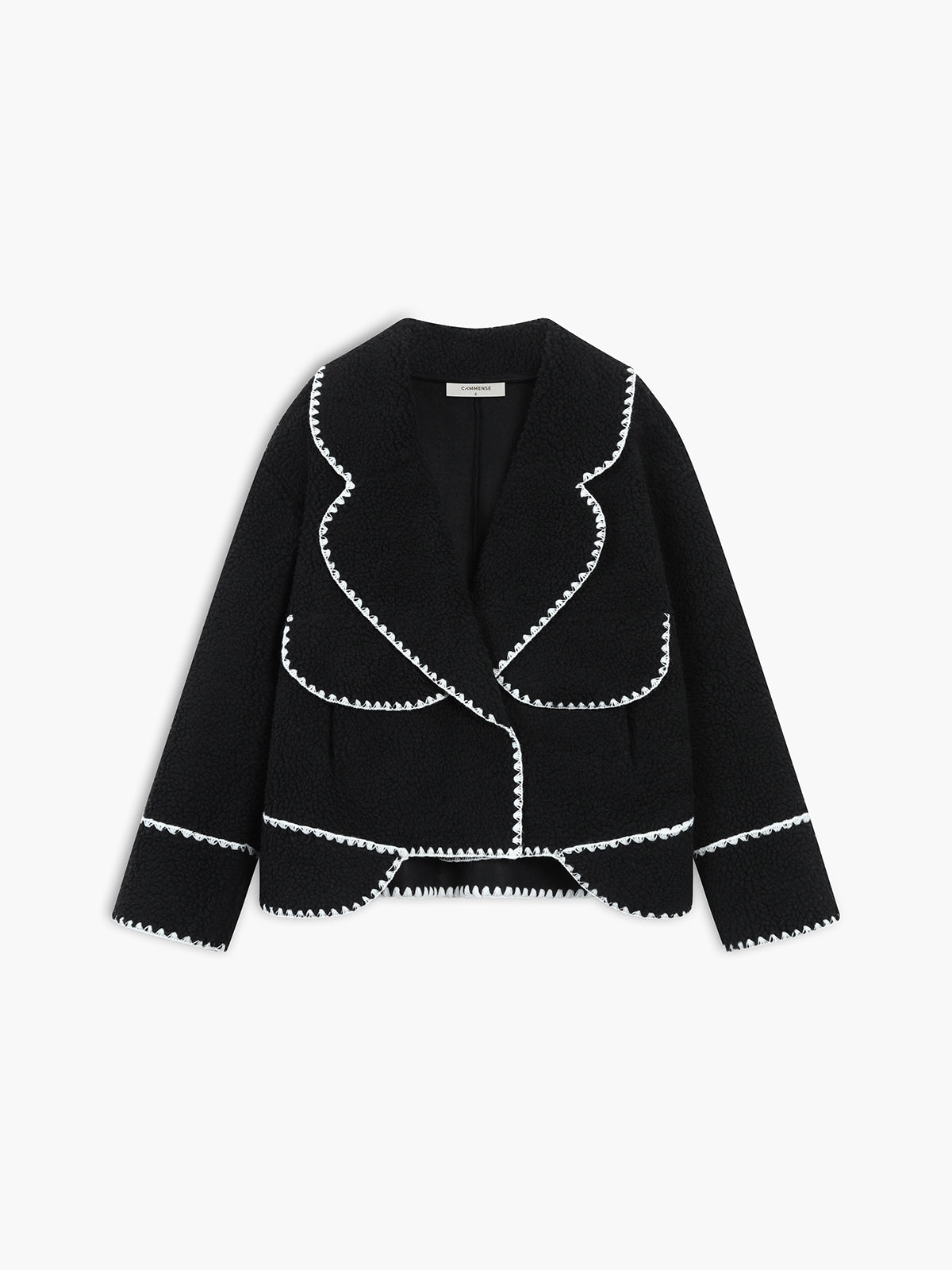 Embroidered Trim Fleece Kimono Jacket