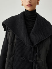 Patchwork Collared Geometric Winter Coat