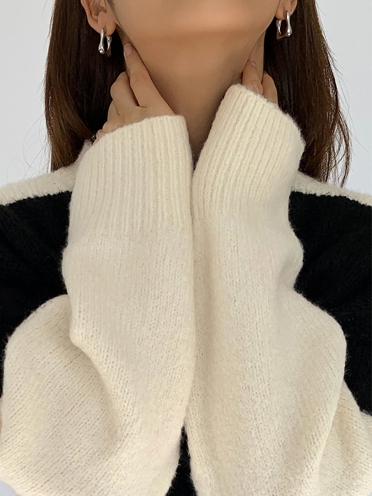 Casual Contrast Color Knit Sweater