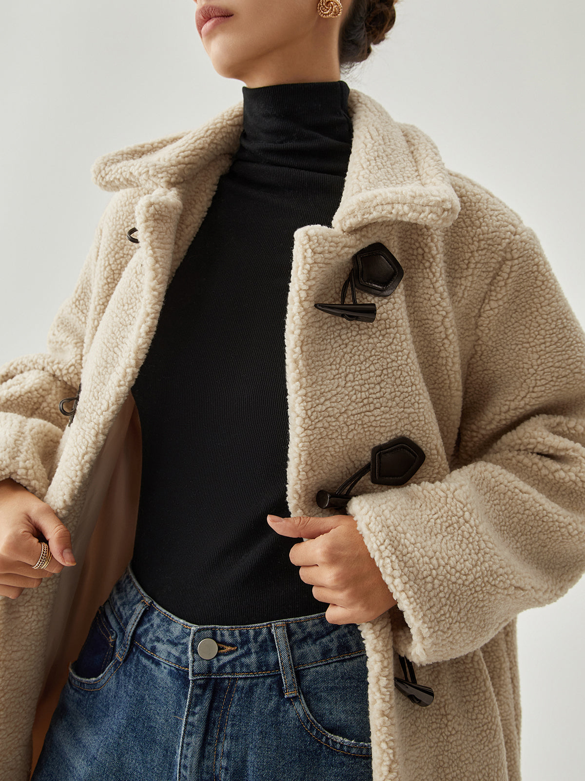 Oversized Button Fleece Coat