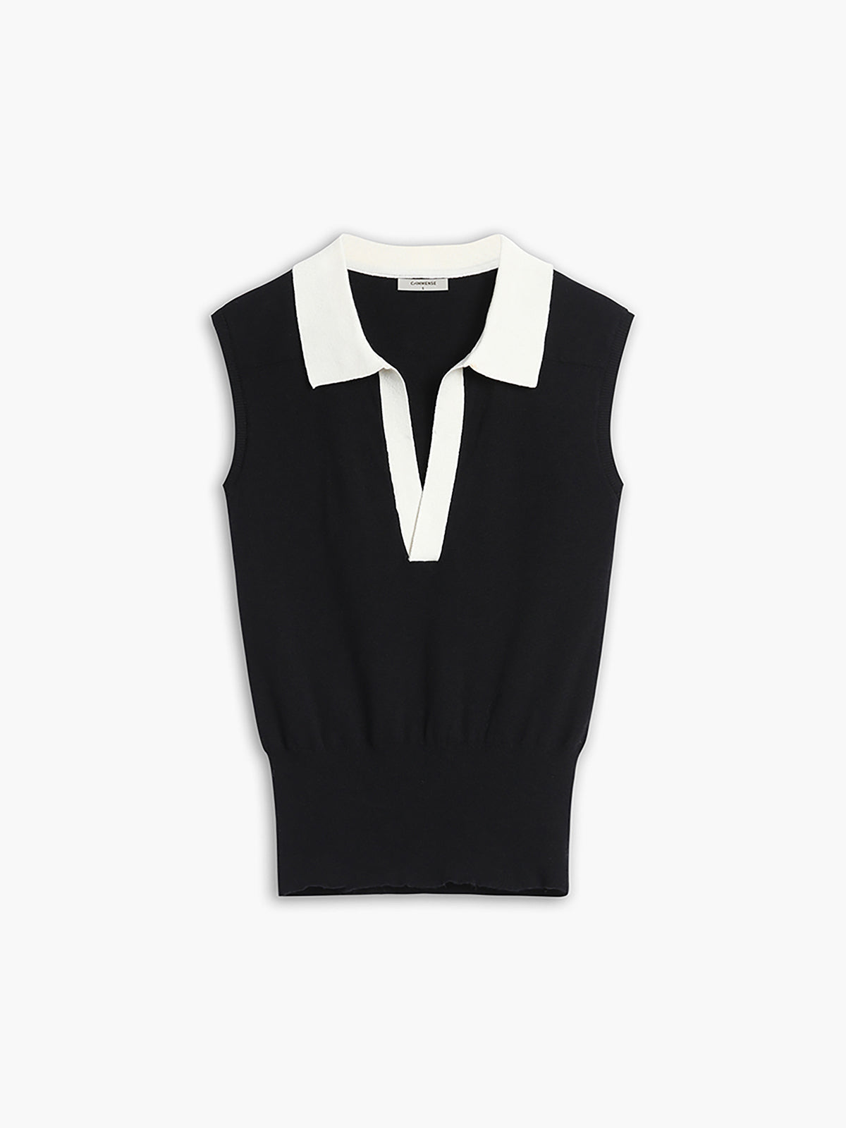 Contrast Trim Collar V-neck Knit Sweater Vest