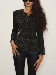 Tweed Metallic Button Jacket