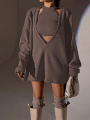Solides Rippstrick-Sweatshirt mit Weste