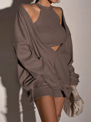 Solides Rippstrick-Sweatshirt mit Weste