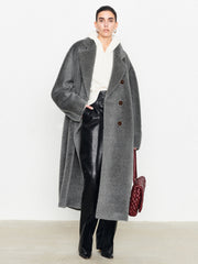 Fuzzy Solid Oversized Pocket Collar Coat