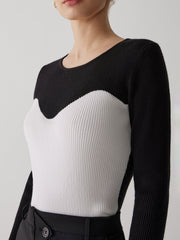Pullover mit Rundhalsausschnitt und Patchwork-Kontrast