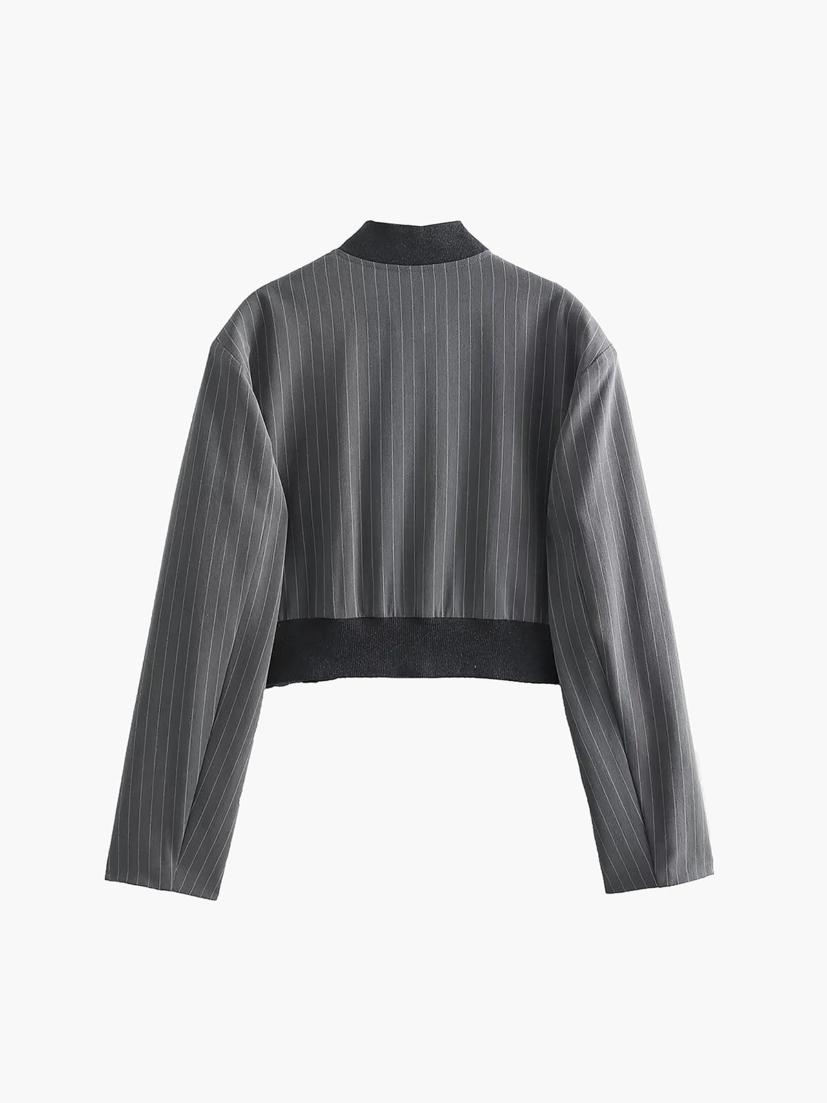 Tailored Pinstripe Patchwork Collar Jacket