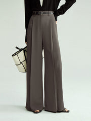 Pleated Wide Leg Pants Without Belt