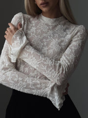 Lace Ruffle Cuff Long Sleeve Shirt