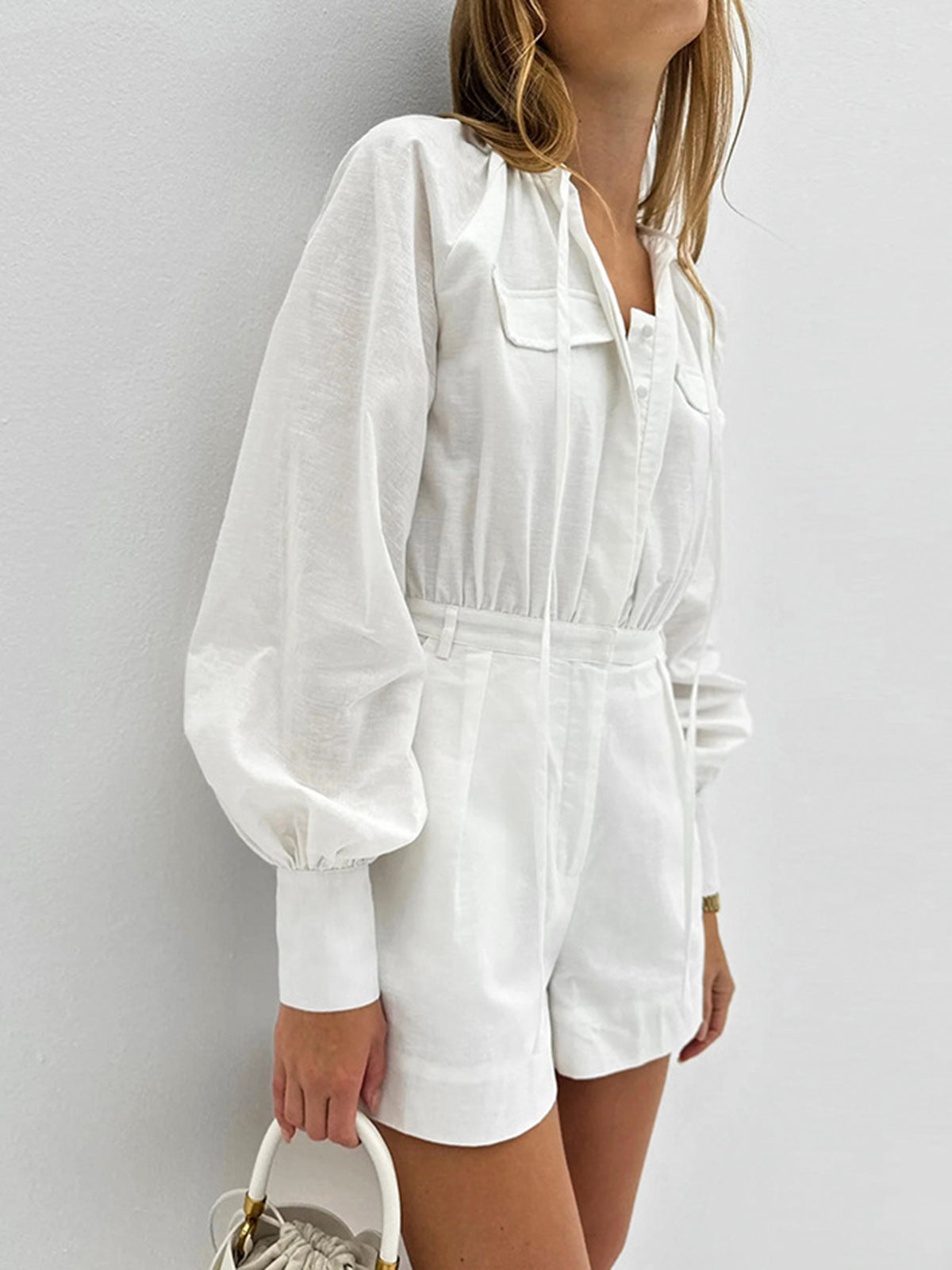 Pure Cotton Pocket Short Jumpsuit