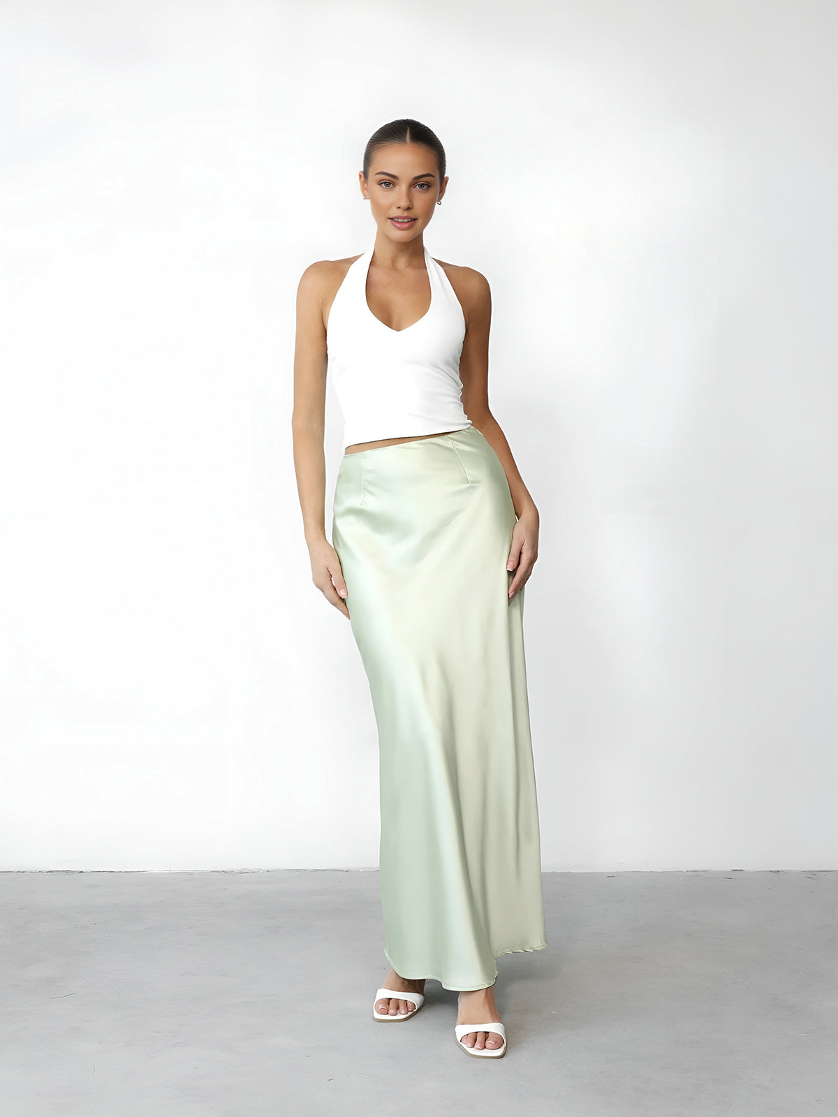 One Off Shoulder Crop Top With Maxi Skirt Set