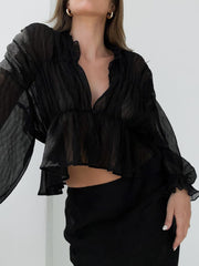 Chiffon Ruffle Detail Blouse