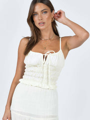 Chiffon Lettuce Trim Tie-Front Cami Top