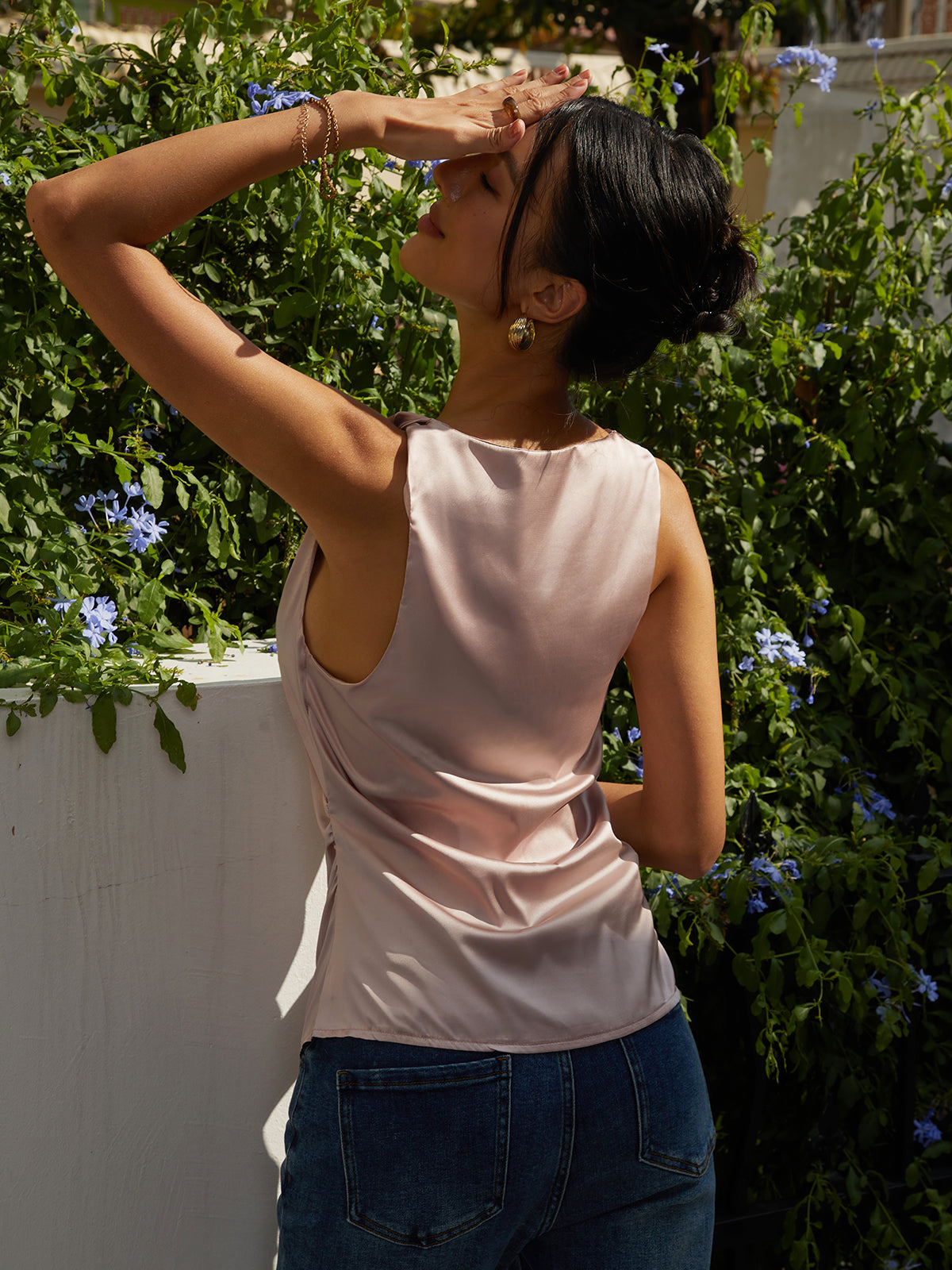 Draped Cowl Neck Tank Top