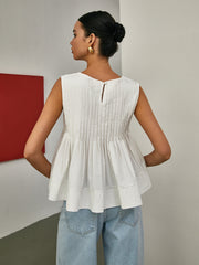 Pleated Peplum Sleeveless Blouse