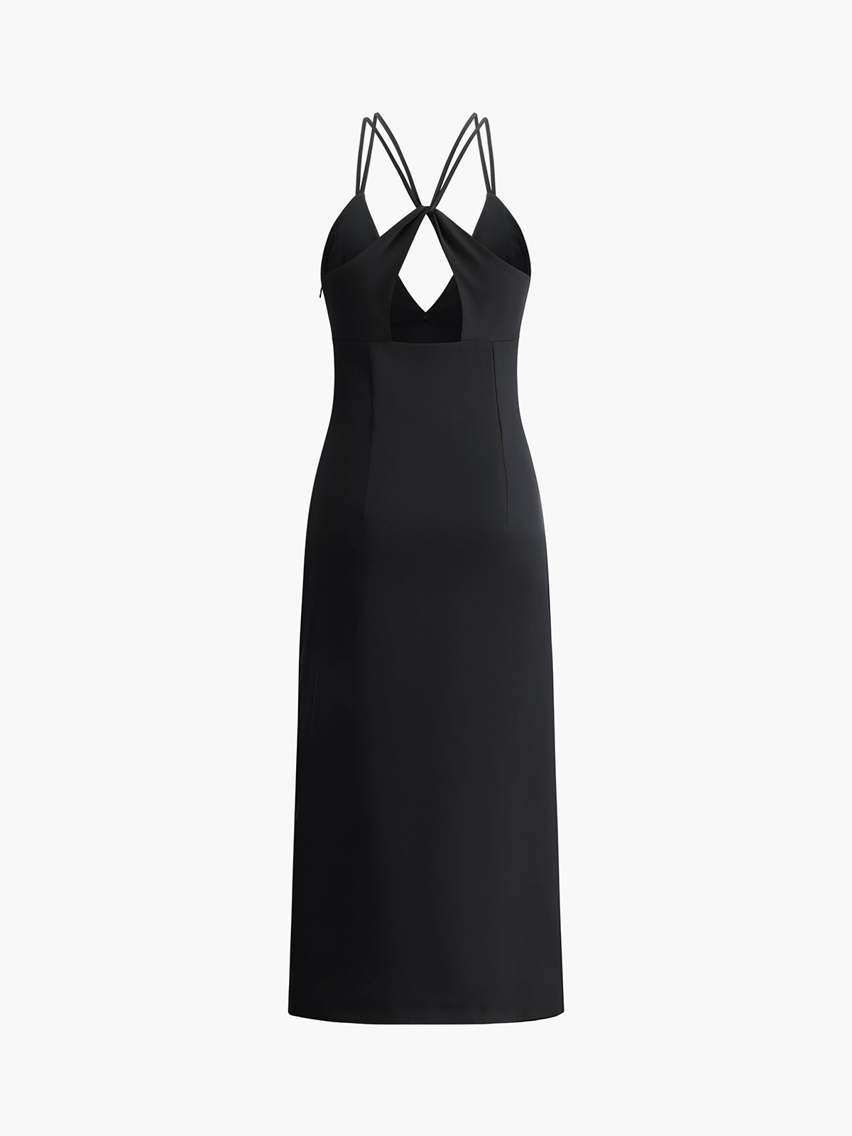 Crisscross Backless V-Neck Midi Dress