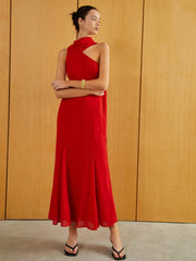 Asymmetrical Neck Long Dress