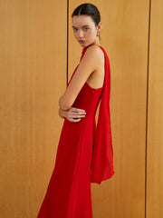 Asymmetrical Neck Long Dress