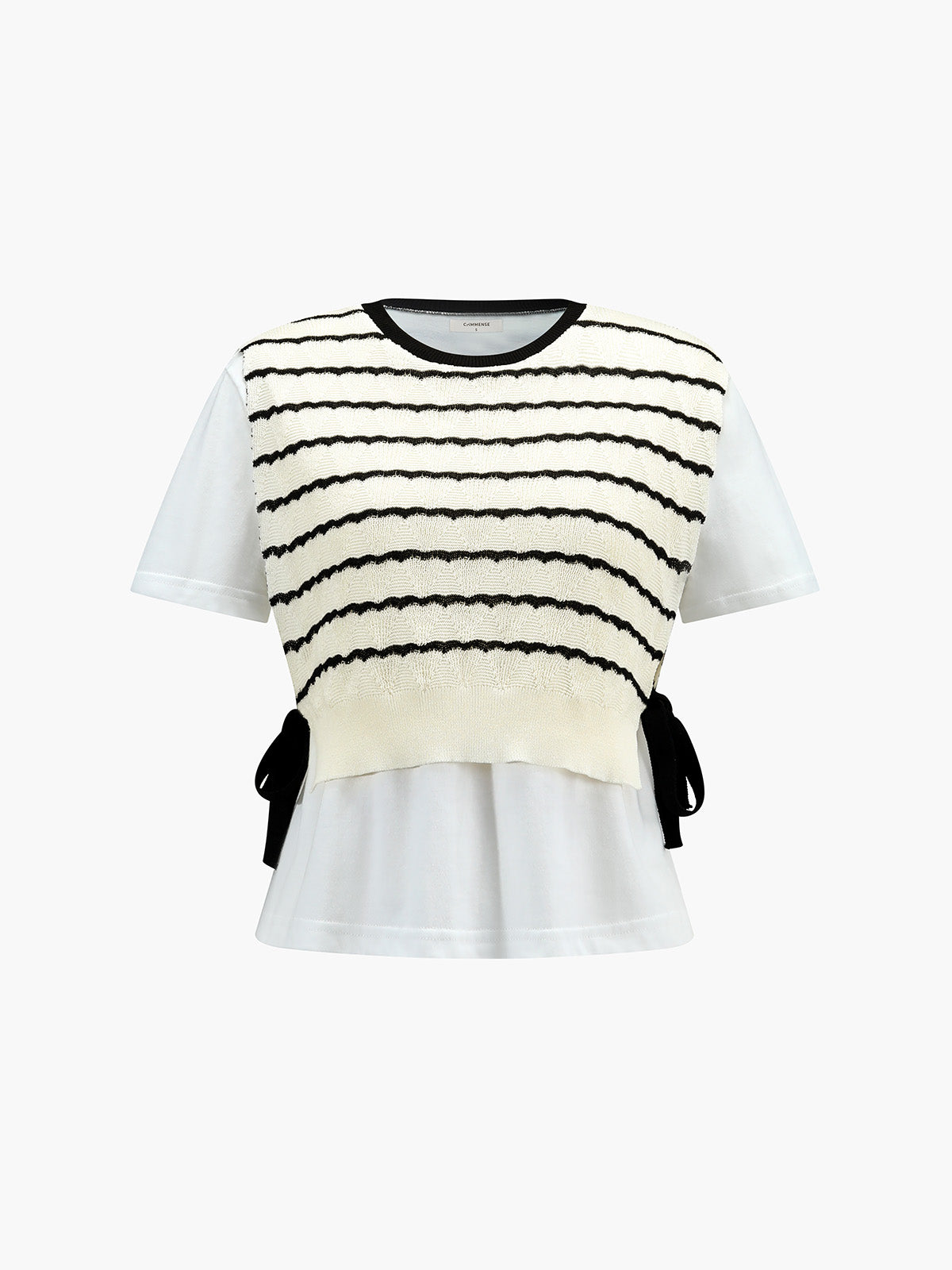 Contrast Stripe Knotted T-Shirt