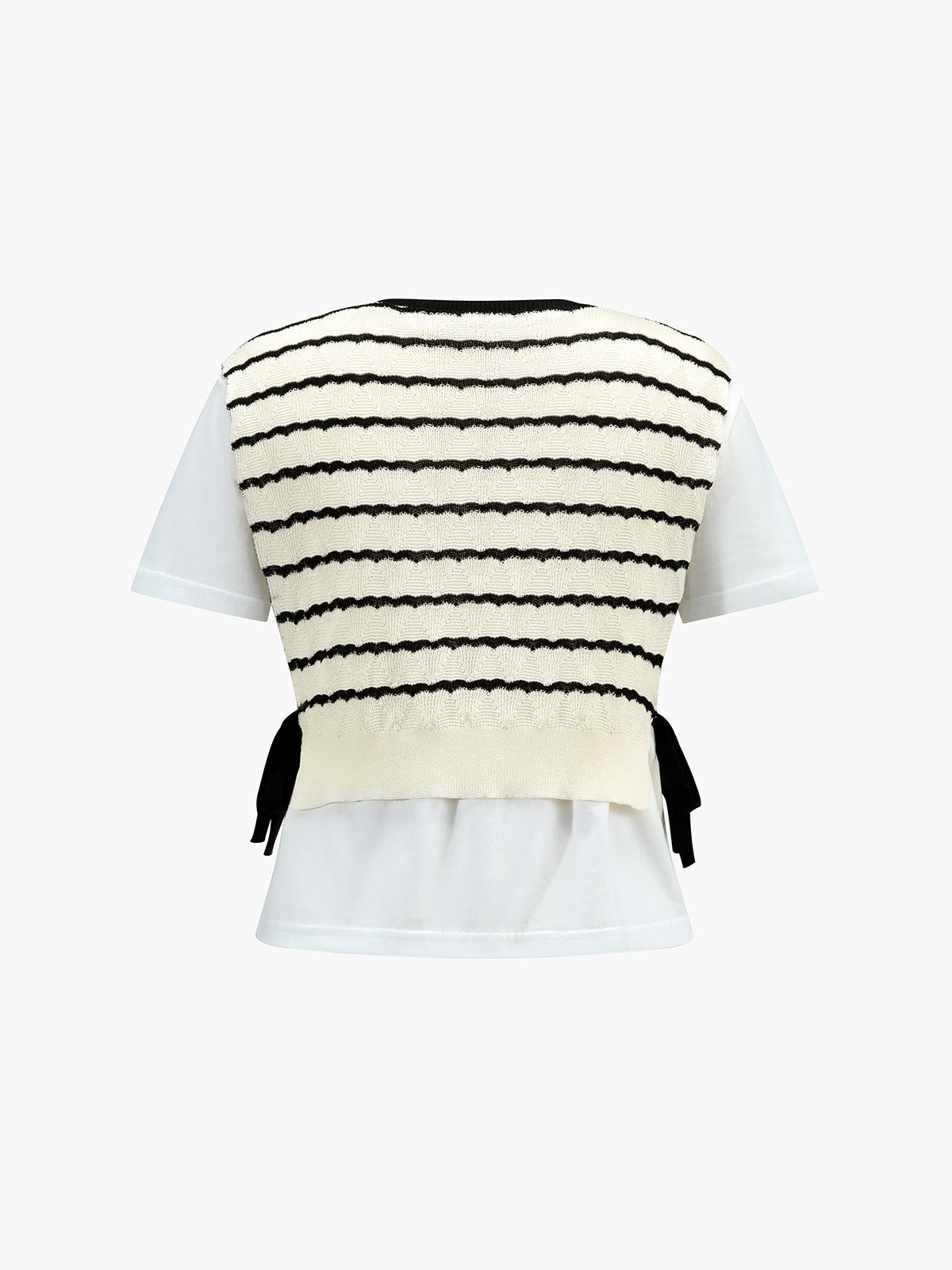 Contrast Stripe Knotted T-Shirt