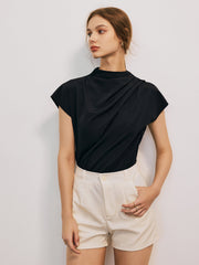 Solid Cap Sleeve Blouse