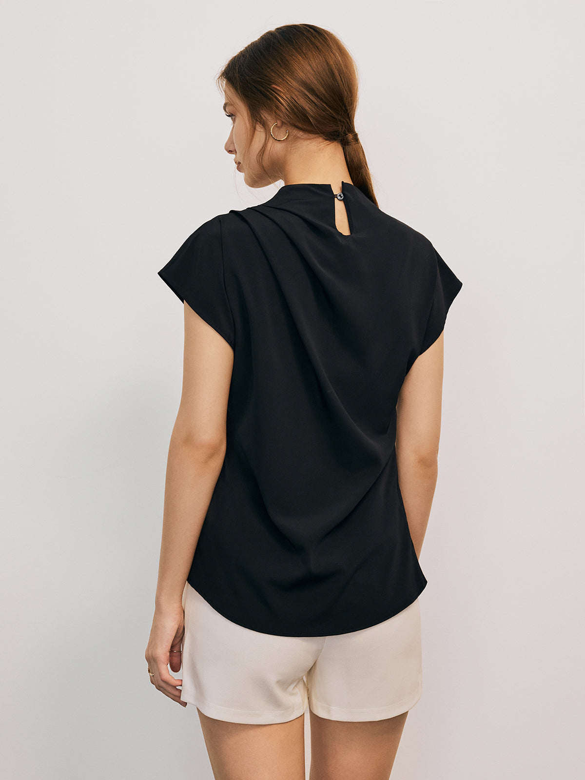 Solid Cap Sleeve Blouse