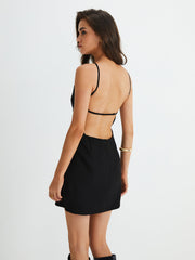 Backless Halter Key-Hole Short Dress