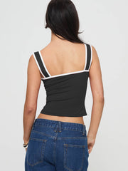 Contrast Binding Heart-Shaped Neckline Cami Top