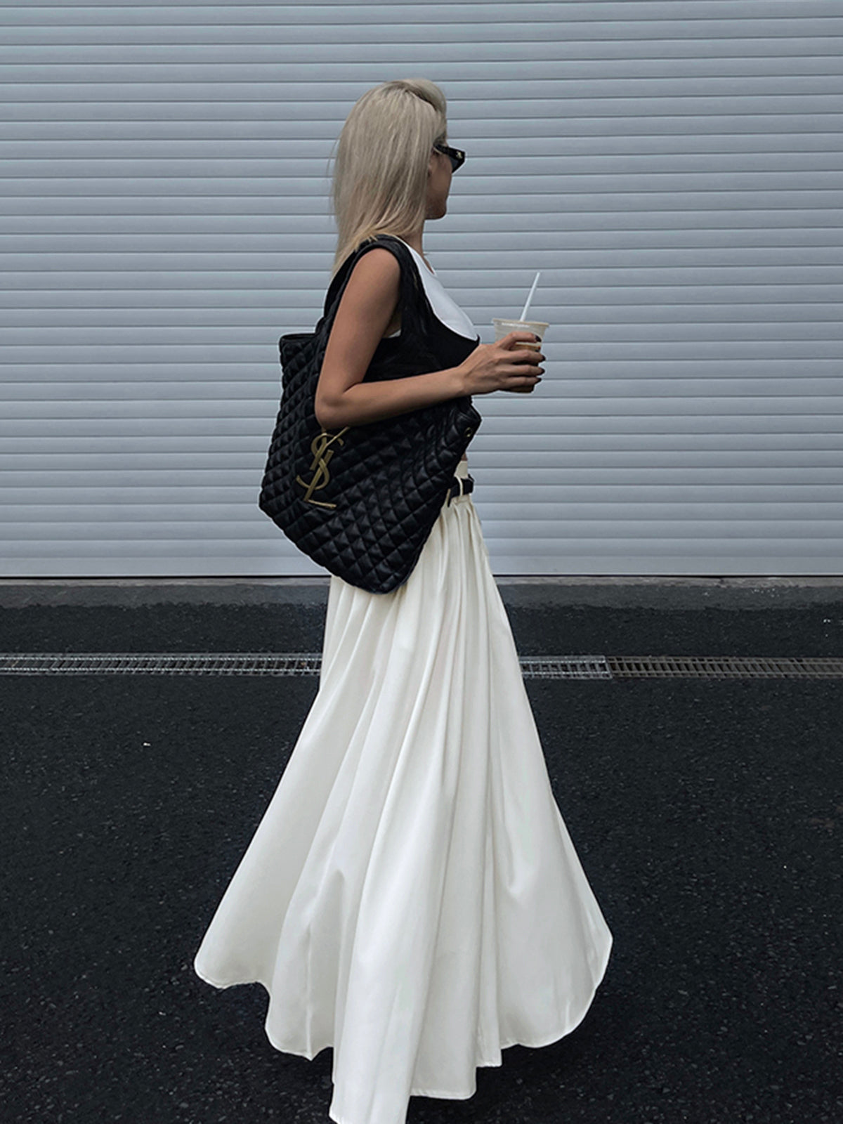 Belted Pleated Long Skirt