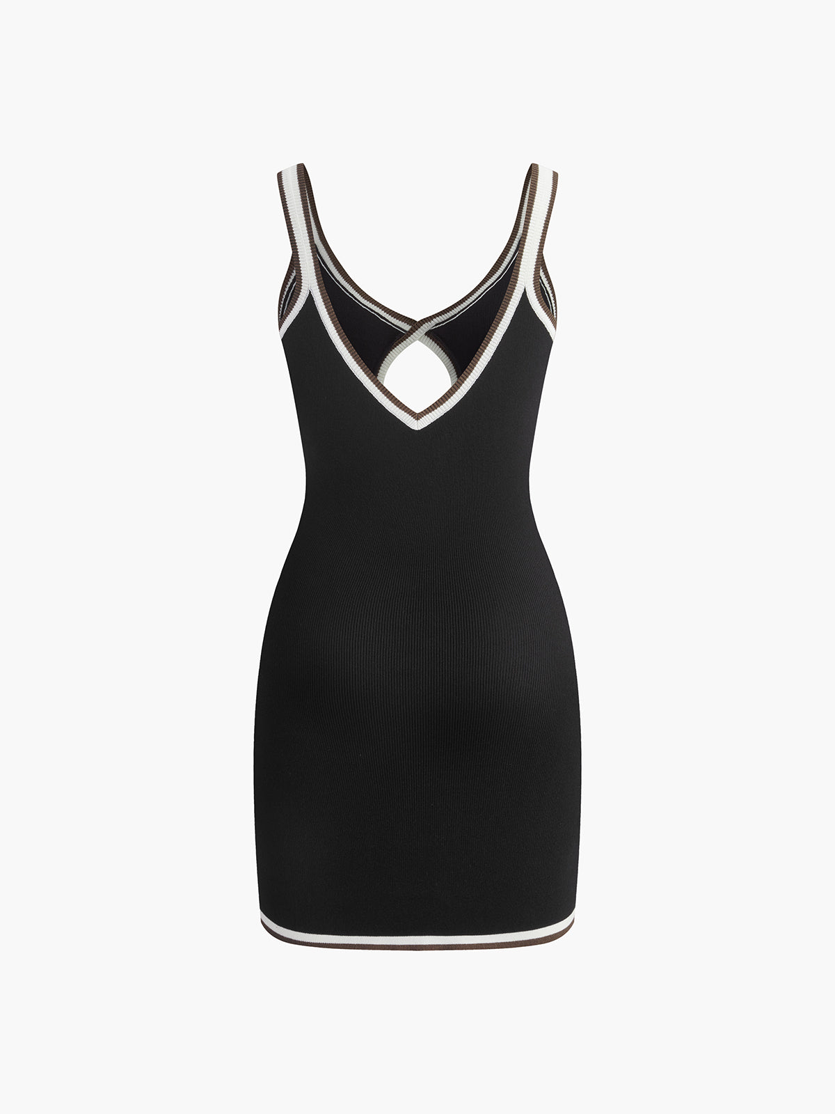 Backless Contrast Binding Cutout Sweater Dress Selfyy Backless Contrast Binding Cutout Sweater Dress Selfyy