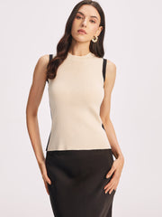 Contrast Trim Sleeveless Knit Top