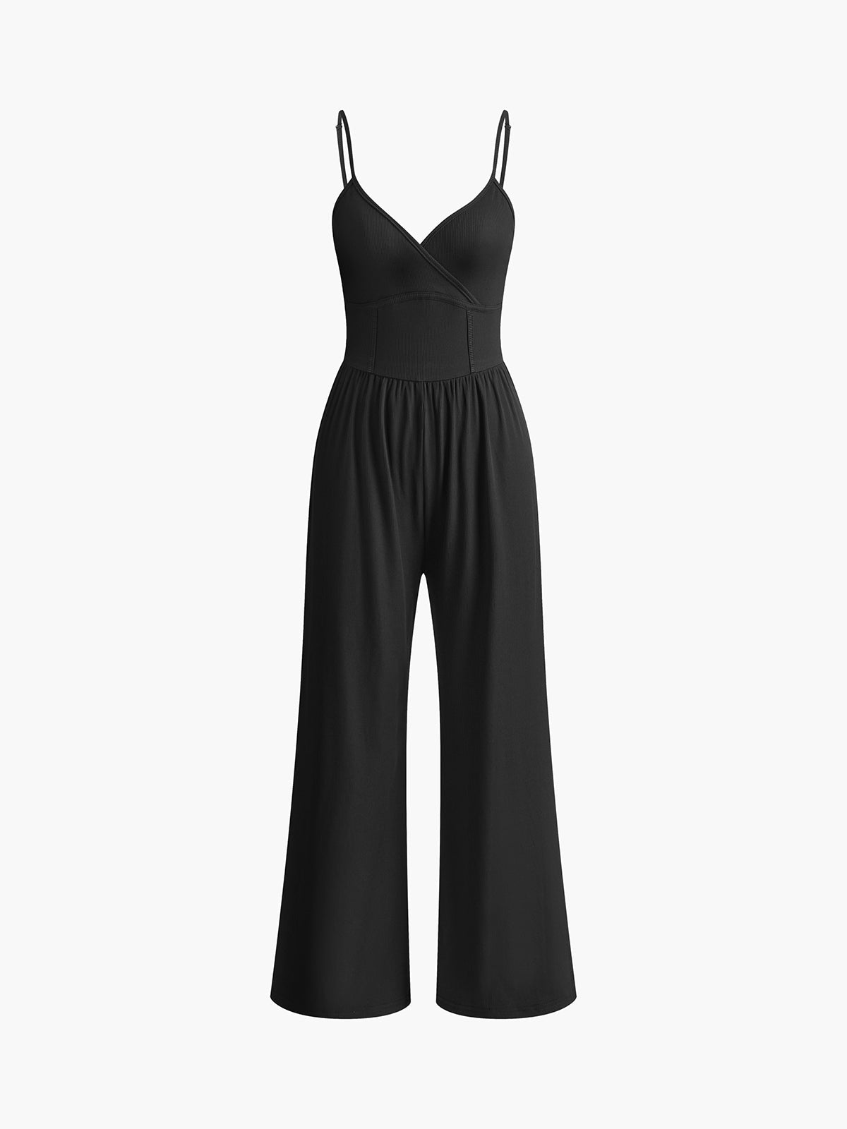 V-Neck Solid Jumpsuit