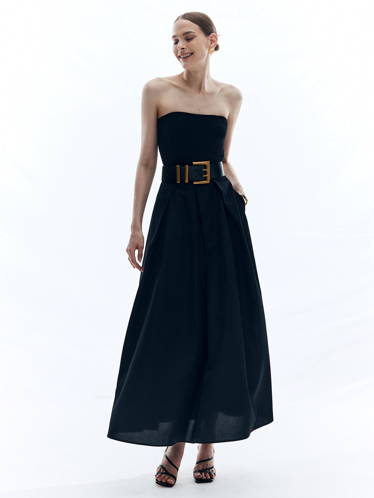 Solid Off Shoulder Long Dress Without Belt